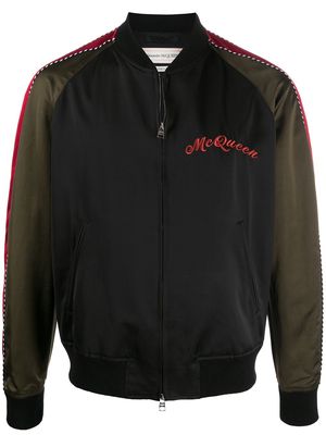 Alexander McQueen dragon-embroidered bomber jacket - Black