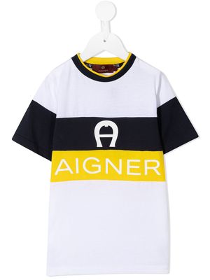 Aigner Kids logo stripe t-shirt - White