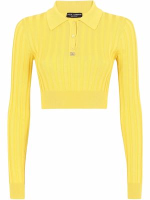Dolce & Gabbana DG-logo cropped polo shirt - Yellow