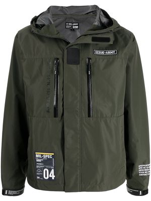 izzue patch detail hooded jacket - Green