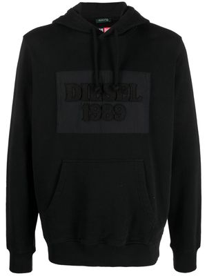 Diesel logo-patch hoodie - Black