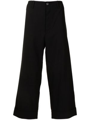Ports V slogan-print cropped trousers - Black