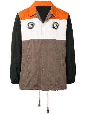 UNDERCOVER colour-block logo-print jacket - Brown