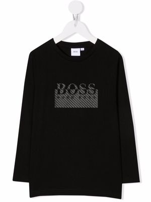 BOSS Kidswear logo-print long-sleeve T-shirt - Black