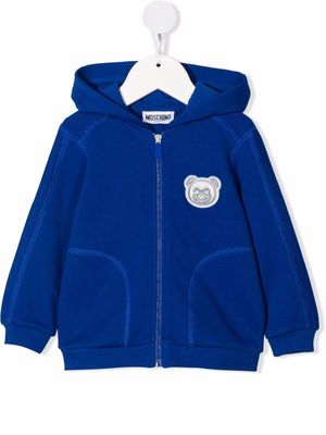 Moschino Kids logo zipped hoodie - Blue