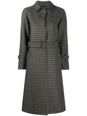 PAUL SMITH check belted wool coat - Grey