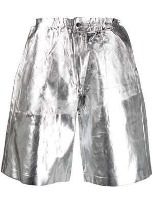 Comme Des Garçons Homme Plus metallic knee-length shorts - Silver
