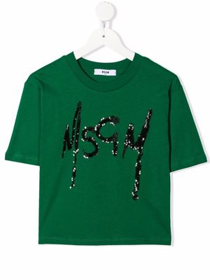 MSGM Kids logo crew-neck T-shirt - Green