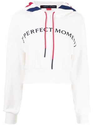 Perfect Moment logo-print cropped hoodie - White