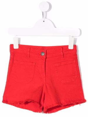 Stella McCartney Kids raw-cut cotton mini shorts - Red