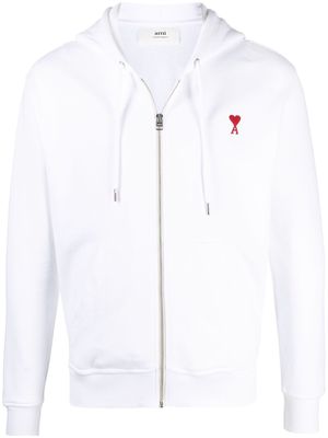 AMI Paris Ami de Coeur zip-up hoodie - White