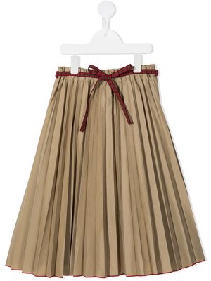Familiar belted pleated skirt - Brown