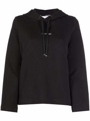 Calvin Klein wide-sleeve cotton-blend hoodie - Black