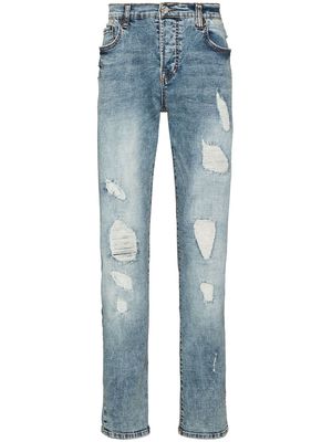 True Religion distressed ripped slim-fit jeans - Blue