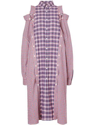 Burberry reconstructed contrast check shirt dress - Red