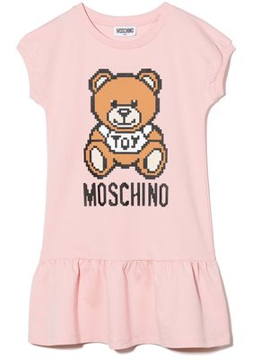 Moschino Kids Teddy Bear logo dress - Pink