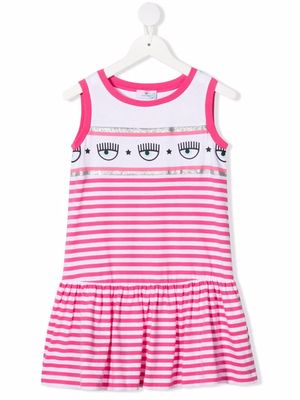 Chiara Ferragni Kids striped cotton vest dress - Pink