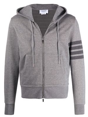 Thom Browne 4-Bar zip-up loopback-cotton hoodie - Grey