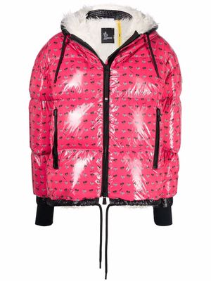 Moncler Grenoble logo palm tree-print padded jacket - Pink