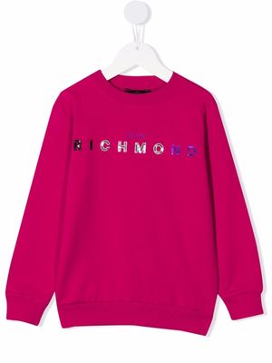 John Richmond Junior sequin-logo sweatshirt - Pink