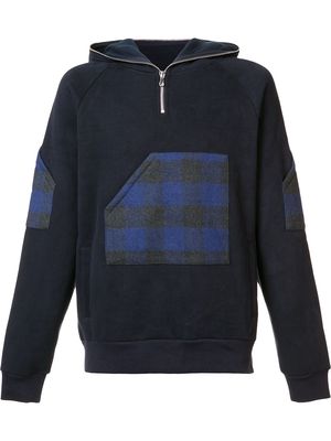 Mostly Heard Rarely Seen plaid zipped neck hoodie - Blue