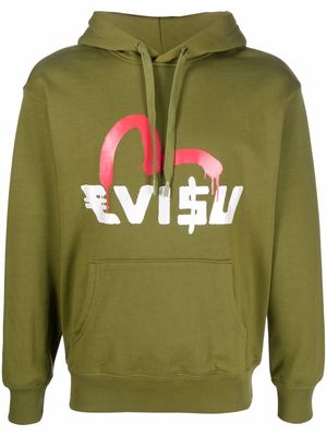 Evisu logo-print long-sleeve hoodie - Green