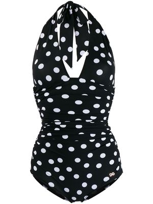 Dolce & Gabbana polka dot halterneck swimsuit - Black