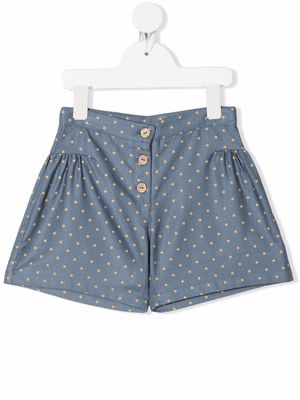 Knot polka-dot print shorts - Blue