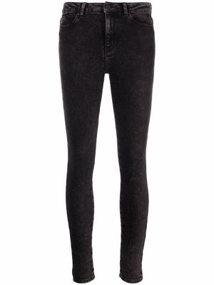 Karl Lagerfeld monogram-embroidered skinny jeans - Black