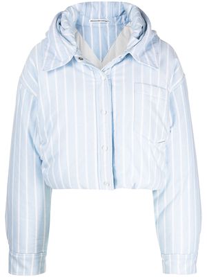 Alexander Wang Oxford stripe puffer jacket - Blue