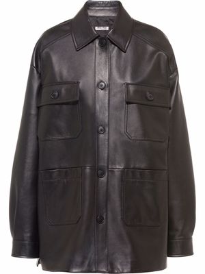 Miu Miu flap-pocket button-front leather jacket - Black