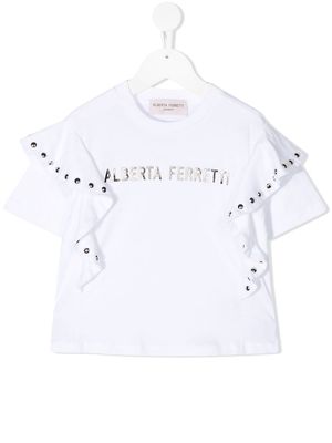 Alberta Ferretti Kids ruffled-sleeve T-shirt - White