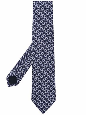 D4.0 patterned silk tie - Blue