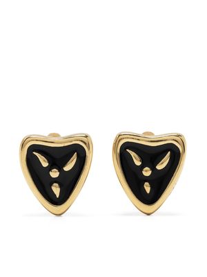 Givenchy Pre-Owned 1980-1990s enamel detail clip-on earrings - Black