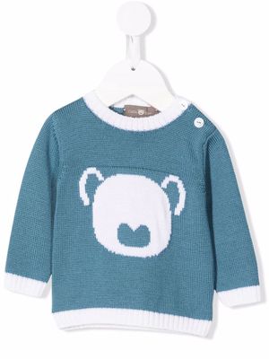Little Bear embroidered crew-neck jumper - Blue