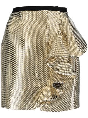 Parlor lurex-detail ruffle mini dress - Gold