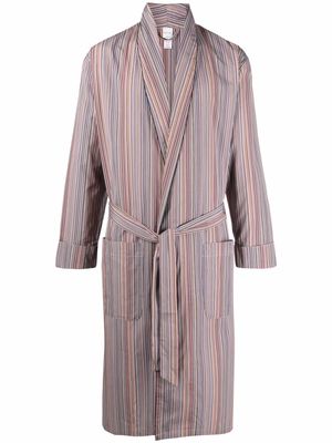 PAUL SMITH vertical stripe belted robe - Red