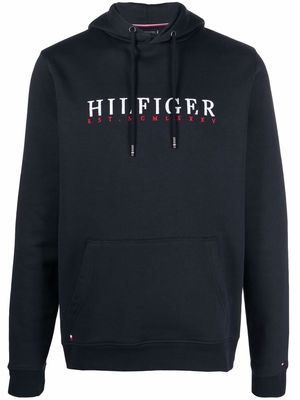 Tommy Hilfiger logo-print cotton hoodie - Blue