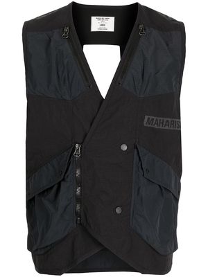 Maharishi logo zipped vest gilet - Black