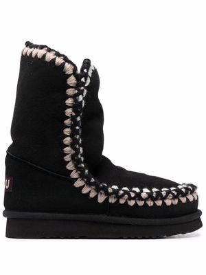 Mou whipstitch-detail suede Eskimo boots - Black