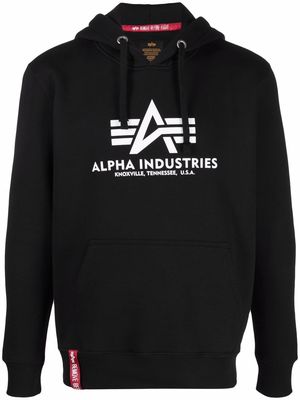 Alpha Industries logo drawstring hoodie - Black