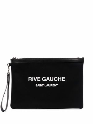 Saint Laurent Rive Gauche logo-print clutch - Black