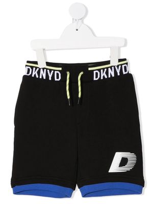 Dkny Kids logo waistband track shorts - Black