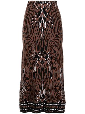 Hayley Menzies Aztec Tiger jacquard midi skirt - Brown