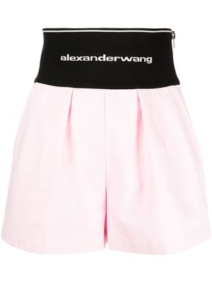 Alexander Wang logo-intarsia panelled shorts - Pink