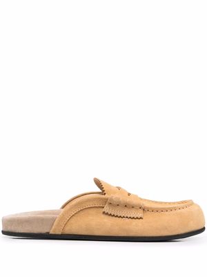 college slip-on suede mules - Yellow