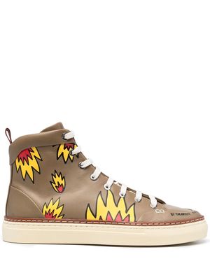 Bally flame-print high-top trainers - Green