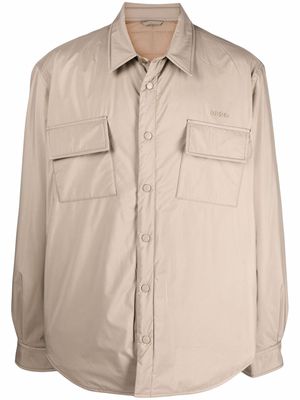 032c logo-print quilted shirt jacket - Grey