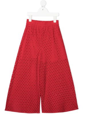 Monnalisa mesh wide-leg trousers - Red