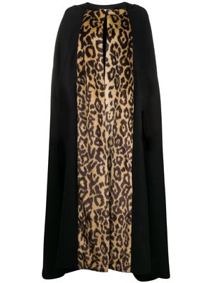 Dries Van Noten Pre-Owned 2017 leopard-print panel cape - Black